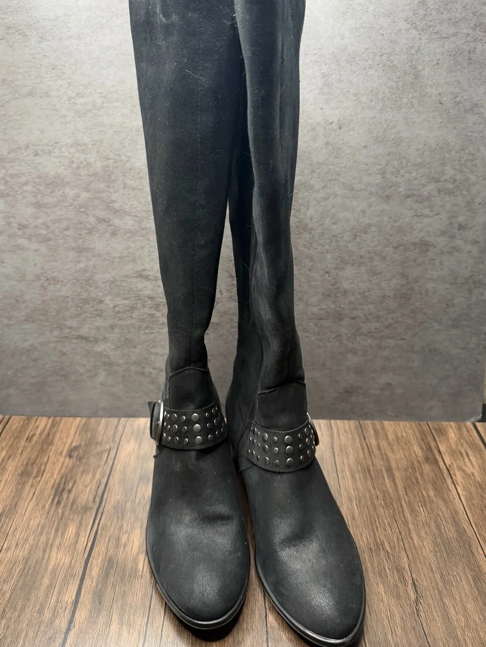 A2 By Aerosoles women’s PALMYRA Black Knee High Boot Biker Motorcycle 8.5M
